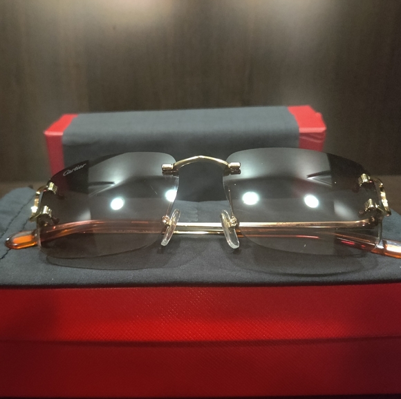 Brown Tints Double C's Frames w/ Golden Rims. - Picture 2 of 11